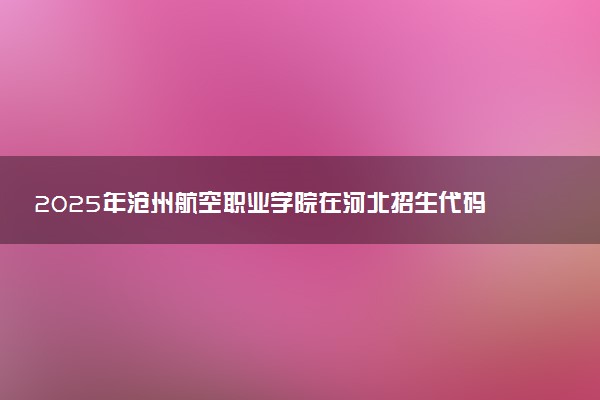 2025年沧州航空职业学院在河北招生代码：0197 专业代码及报考指南