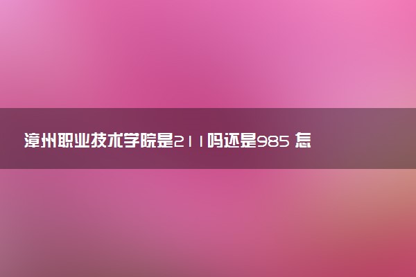 漳州职业技术学院是211吗还是985 怎么样值得读吗及学长学姐评价
