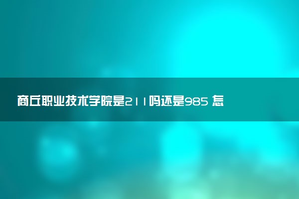 商丘职业技术学院是211吗还是985 怎么样值得读吗及学长学姐评价