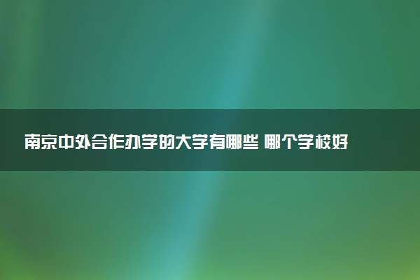 南京中外合作办学的大学有哪些 哪个学校好