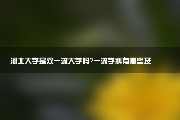 河北大学是双一流大学吗？一流学科有哪些及历年分数线位次