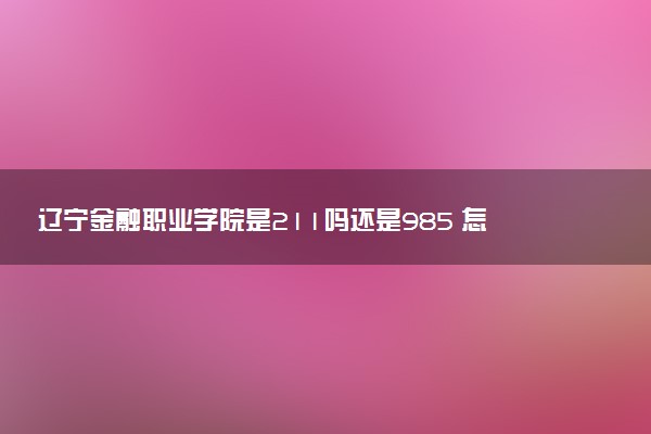 辽宁金融职业学院是211吗还是985 怎么样值得读吗及学长学姐评价