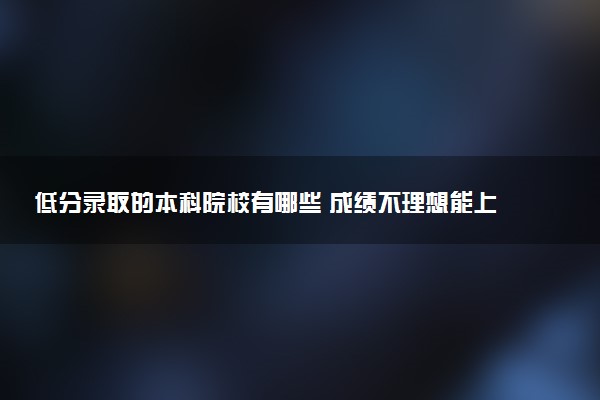 低分录取的本科院校有哪些 成绩不理想能上的本科