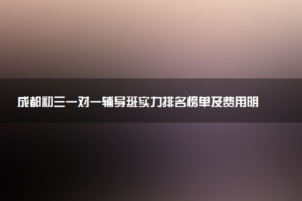 成都初三一对一辅导班实力排名榜单及费用明细
