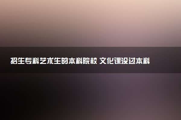 招生专科艺术生的本科院校 文化课没过本科线怎么上大学