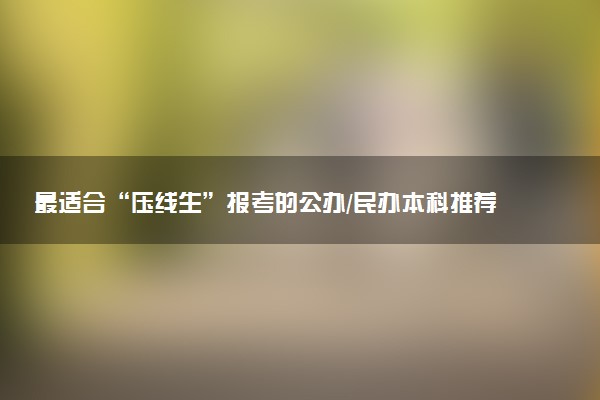 最适合“压线生”报考的公办/民办本科推荐