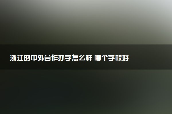 浙江的中外合作办学怎么样 哪个学校好