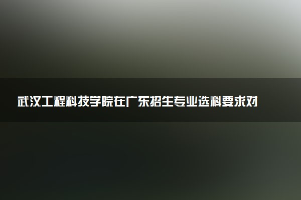 武汉工程科技学院在广东招生专业选科要求对照表 新高考各专业需要选考什么科目