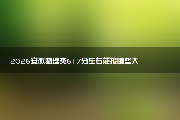 2026安徽物理类617分左右能报哪些大学 可以上院校及位次(公办、民办)